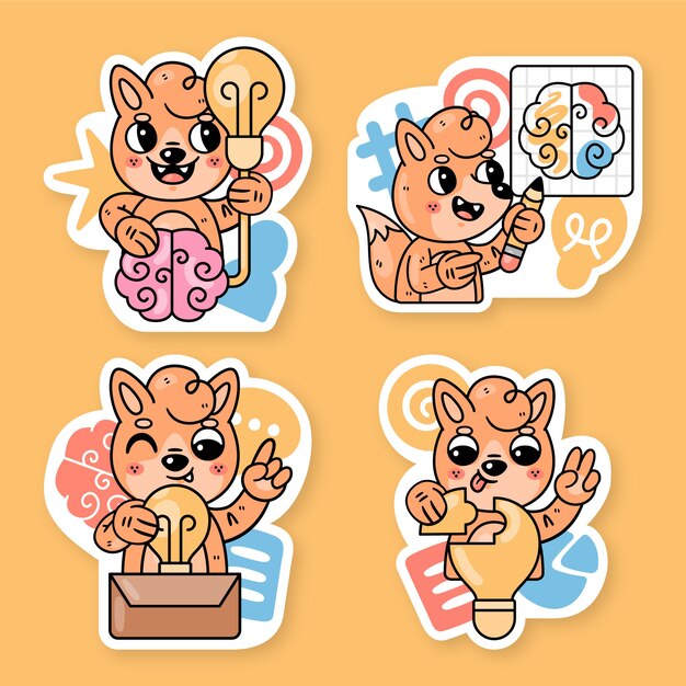 Colección de stickers pensando con fred el zorro