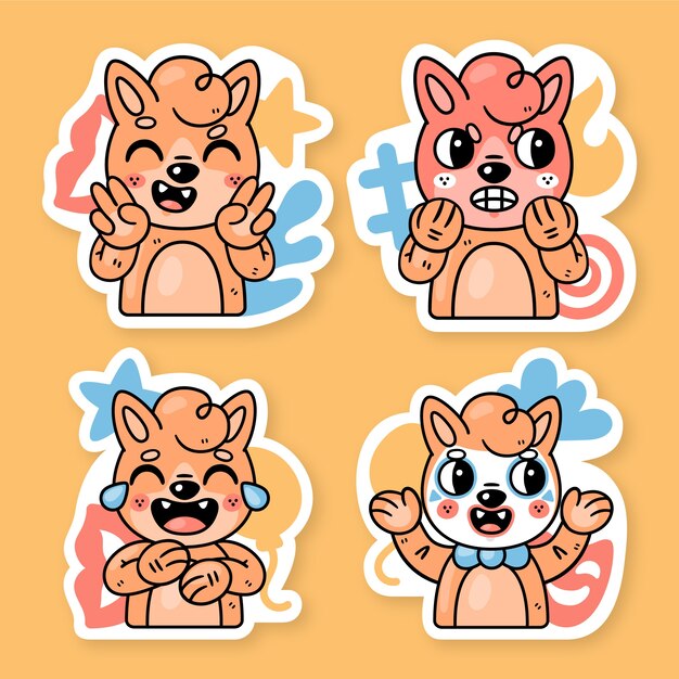 Colección de stickers de sentimientos y emociones con fred the fox