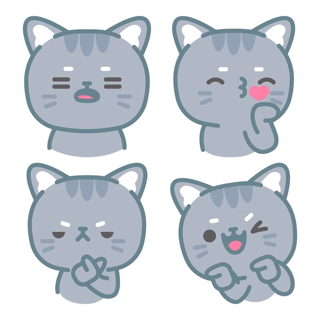 Vector gratuito colección de stickers de sentimientos y emociones con el gato tomomi