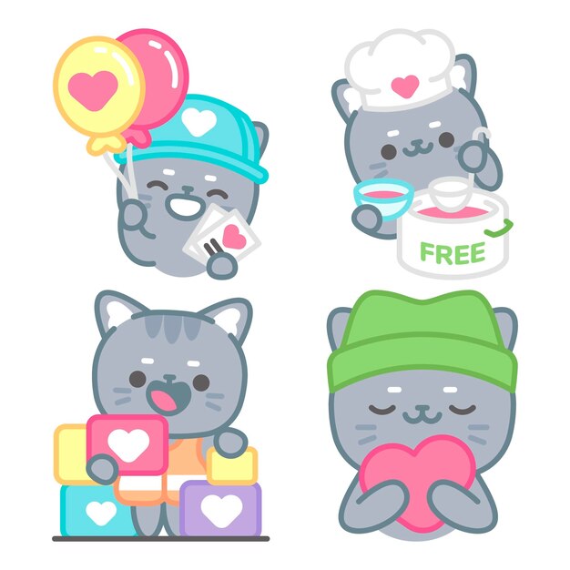 Colección de stickers solidarios con el gato tomomi