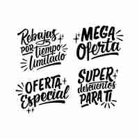 Vector gratuito colección de stickers de venta de letras en español