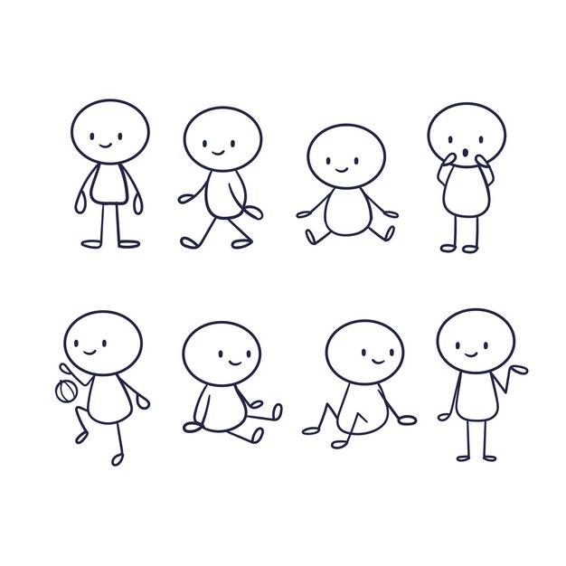 Colección de stickman dibujada a mano