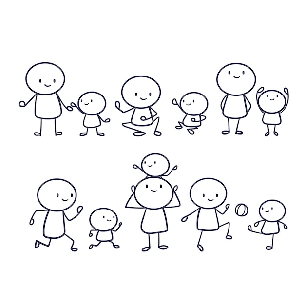 Colección de stickman dibujada a mano