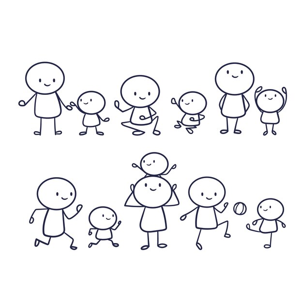 Colección de stickman dibujada a mano
