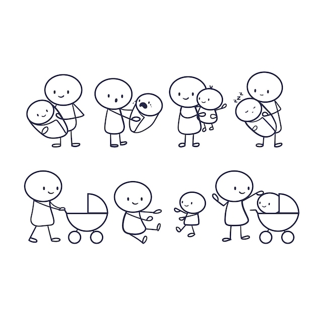 Colección de stickman dibujada a mano