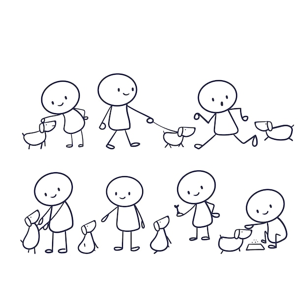 Colección de stickman dibujada a mano