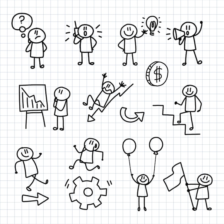 Vector gratuito colección de stickman dibujada a mano