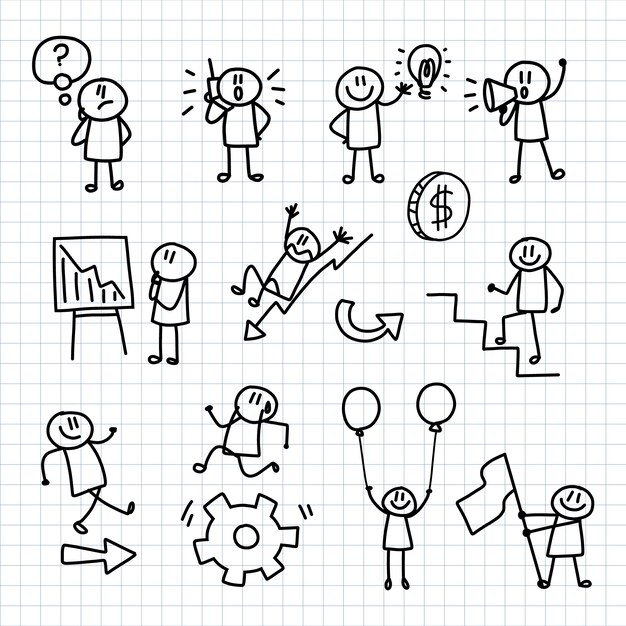 Colección de stickman dibujada a mano
