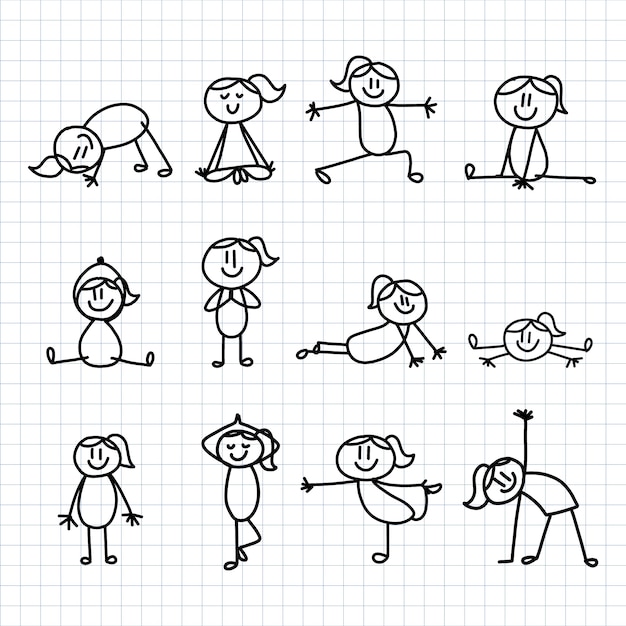 Colección de stickman dibujada a mano