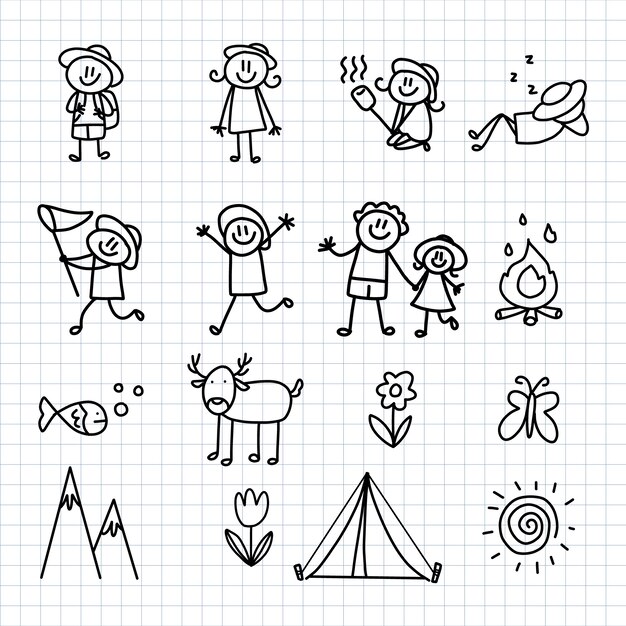 Colección de stickman dibujada a mano