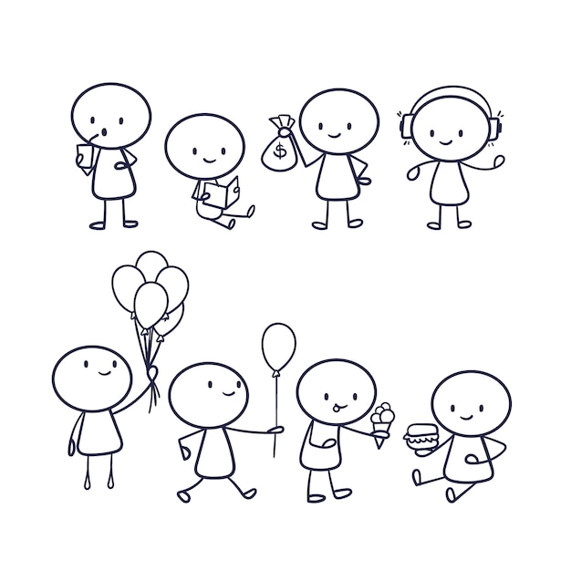 Colección de stickman dibujada a mano