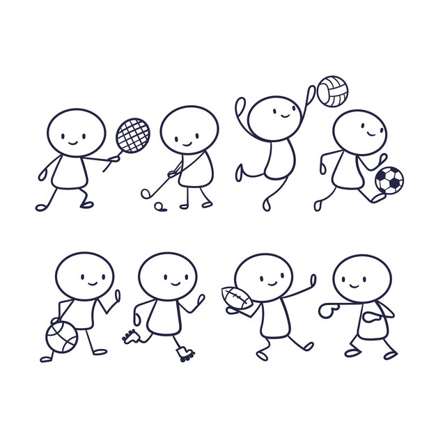 Colección de stickman dibujada a mano
