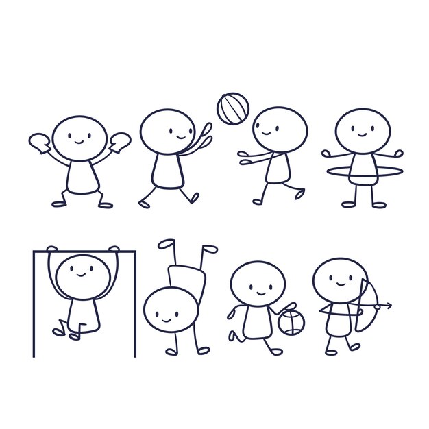 Colección de stickman dibujada a mano