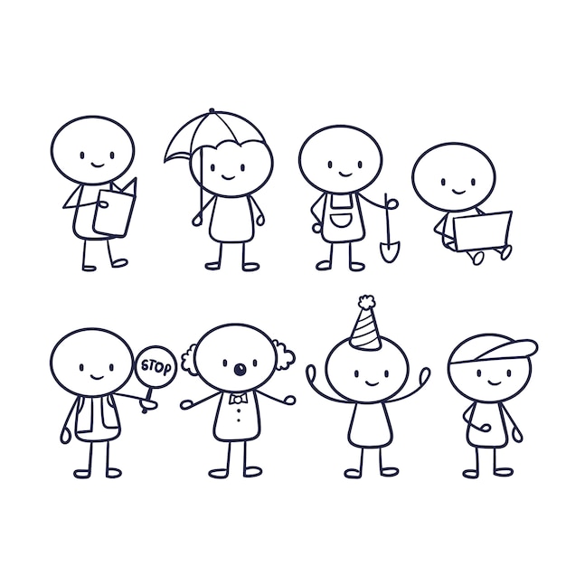 Colección de stickman dibujada a mano