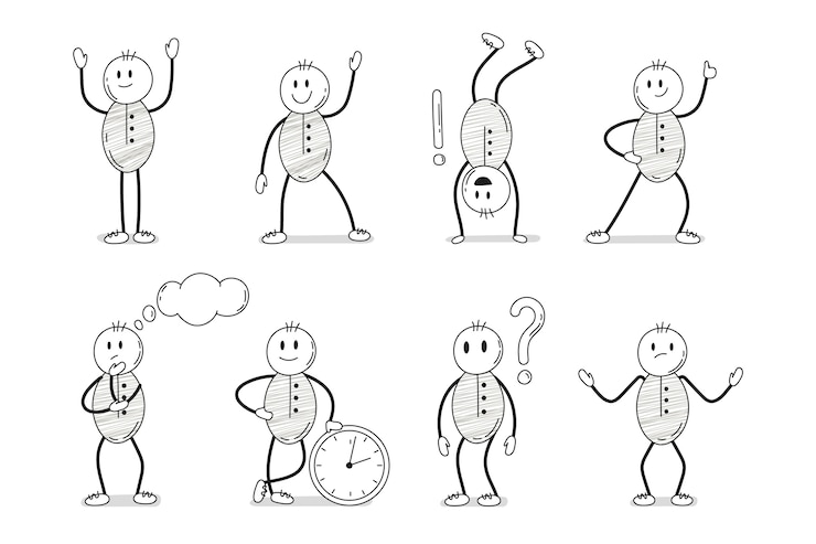 Vector gratuito colección stickman dibujados a mano