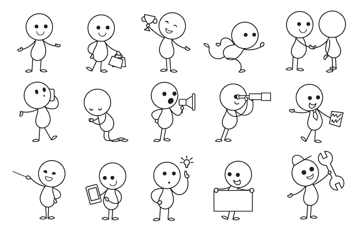 Vector gratuito colección stickman dibujados a mano