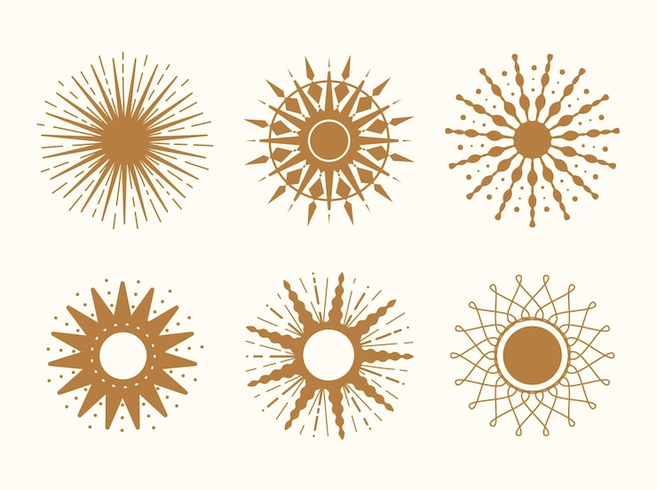 Vector gratuito colección sunburst dibujados a mano