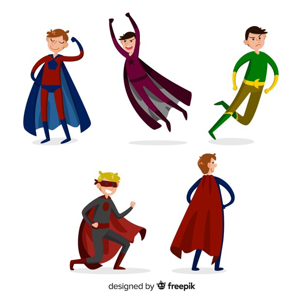 Colección de superheroes masculinos de dibujos animados
