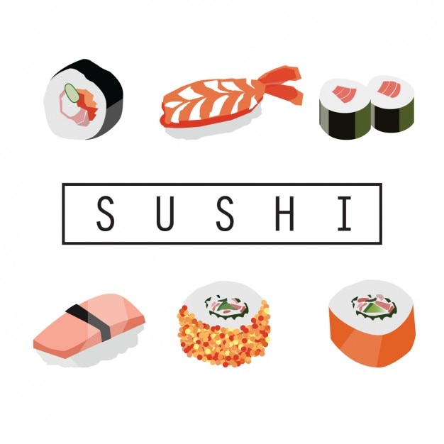 Vector gratuito colección de sushi deliciosa