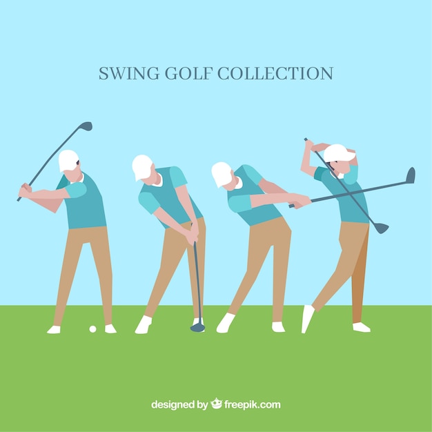 Colección de swings de golf en pasos