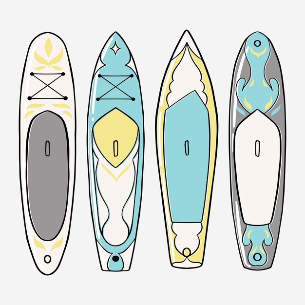 Colección tablas sup dibujadas a mano