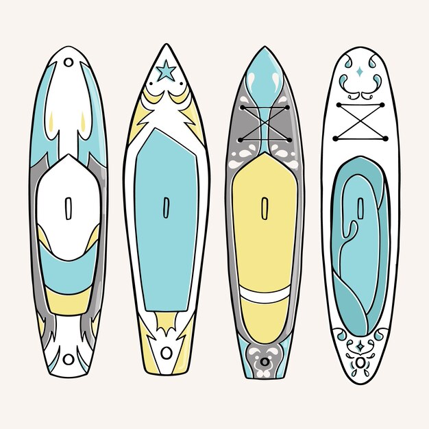 Colección tablas sup dibujadas a mano