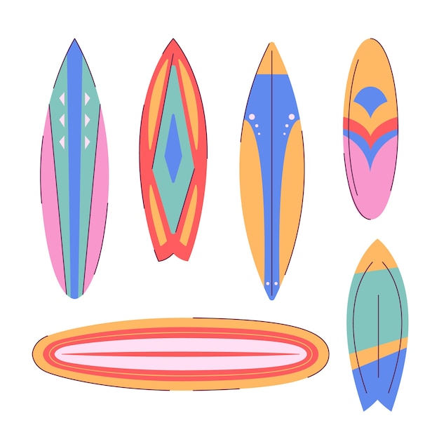 Vector gratuito colección de tablas sup de diseño plano