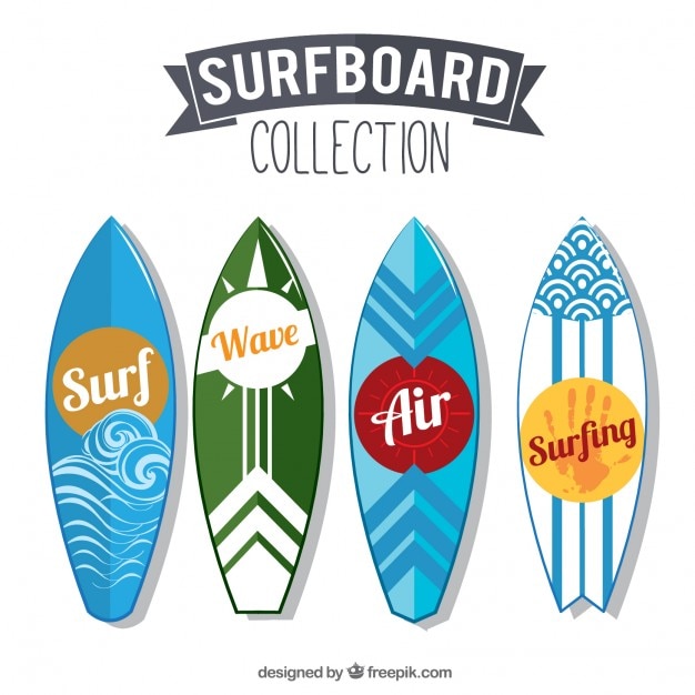 Vector gratuito colección de tablas de surf modernas