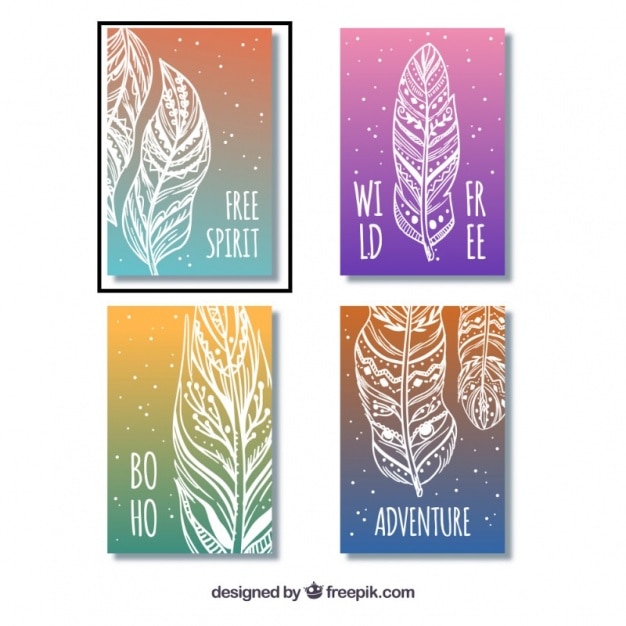 Colección de tarjeta boho con muchos colores