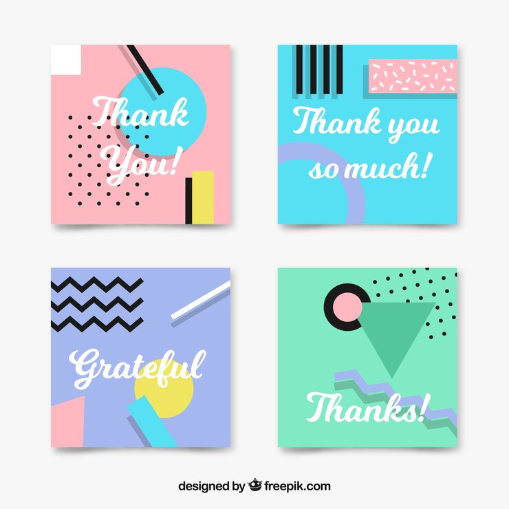 Vector gratuito colección de tarjetas de agradecimiento geométricas