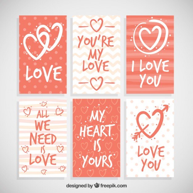 Colección de tarjetas de amor con bonitas frases