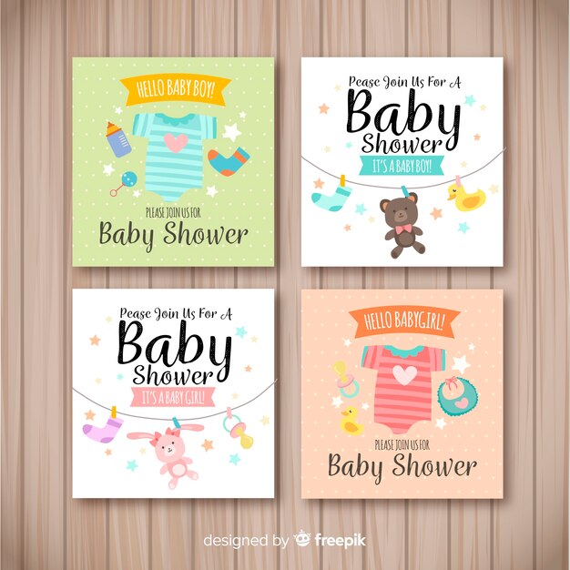Colección de tarjetas de baby shower