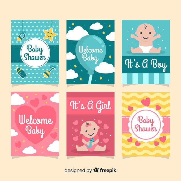 Colección de tarjetas de baby shower