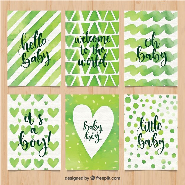 Colección de tarjetas de bebé en estilo acuarela