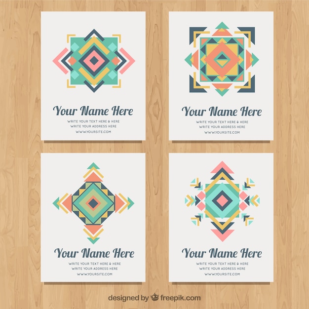 Vector gratuito colección de tarjetas boho con elementos hippie