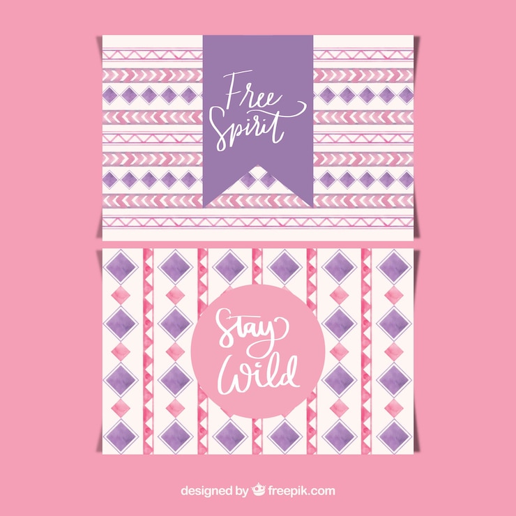 Vector gratuito colección de tarjetas boho en estilo acuarela