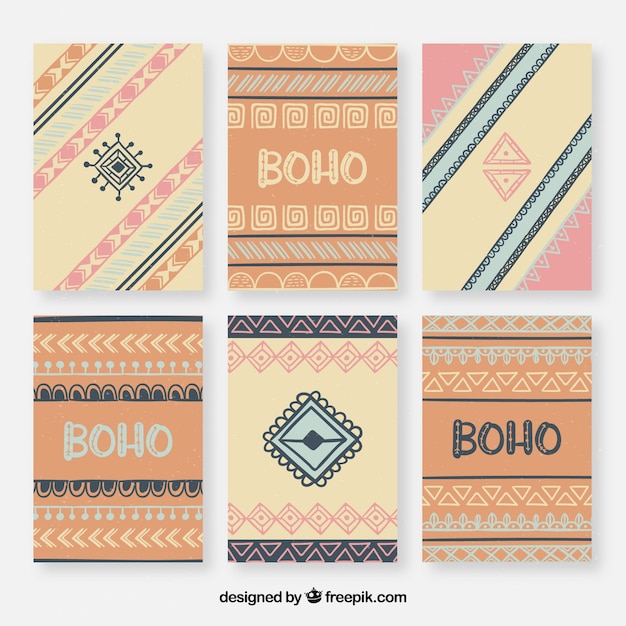 Colección de tarjetas boho en estilo hecho a mano