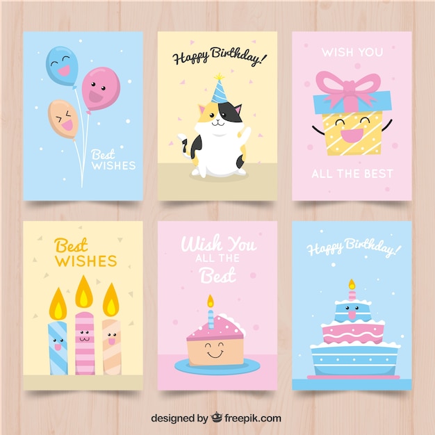 Colección de tarjetas bonitas de cumpleaños