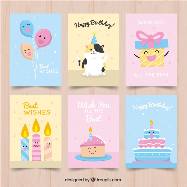 Colección de tarjetas bonitas de cumpleaños 