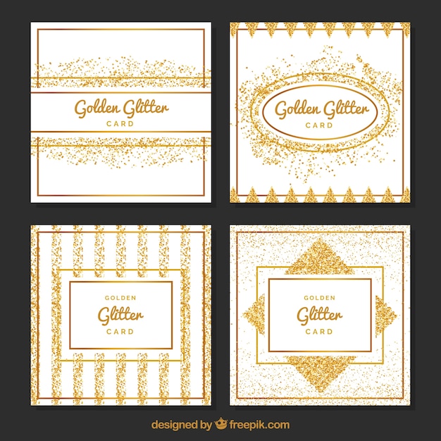 Colección de tarjetas de brillo con color dorado