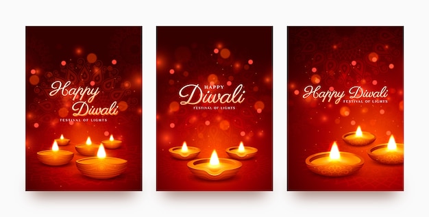 Colección de tarjetas de celebración del festival diwali