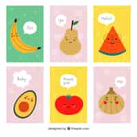 Vector gratuito colección de tarjetas con comida deliciosa