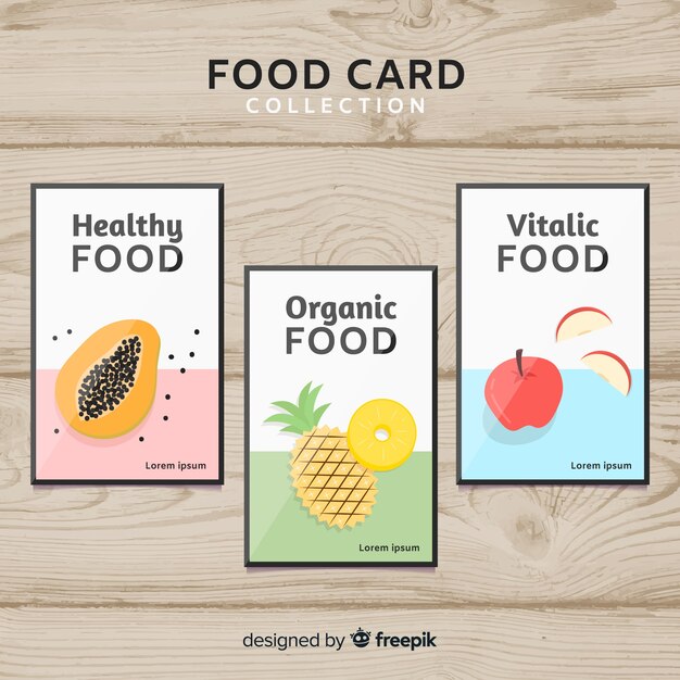Colección tarjetas comida sana