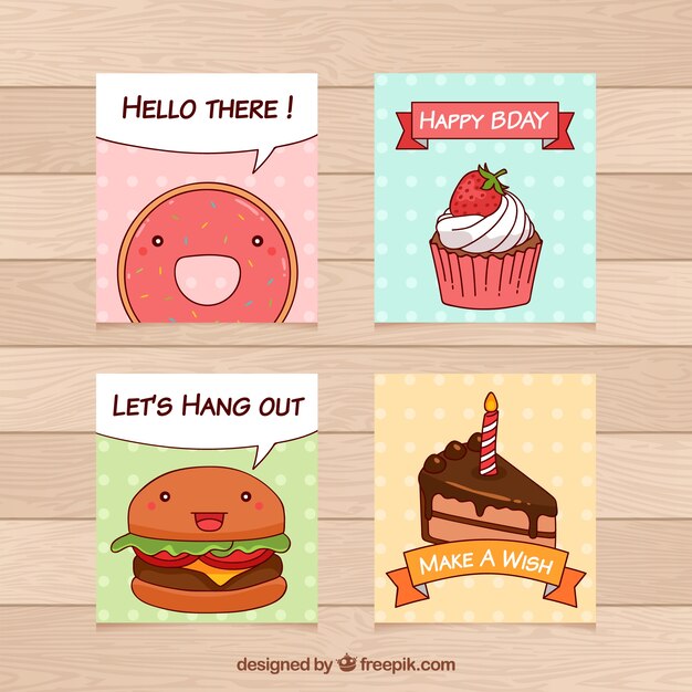 Colección de tarjetas de comida