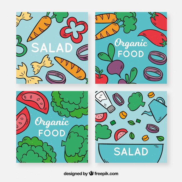 Colección de tarjetas con comida