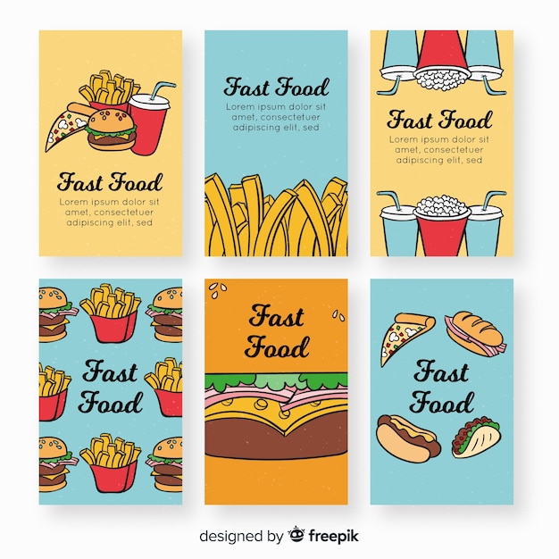 Vector gratuito colección de tarjetas de comida