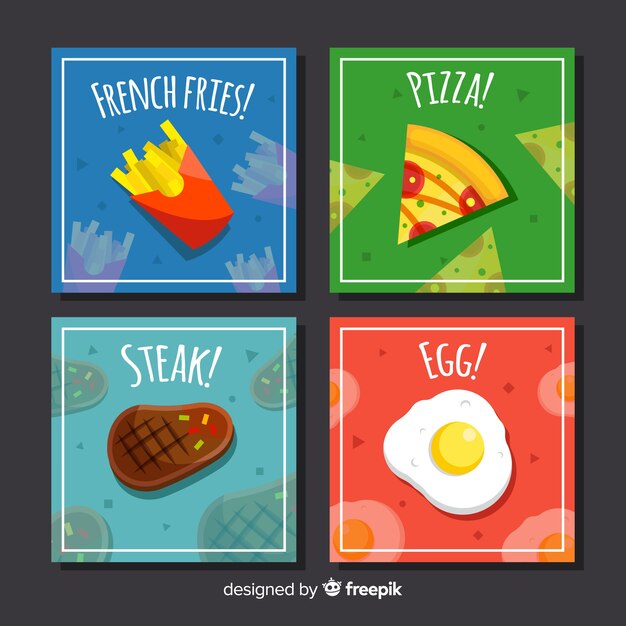 Vector gratuito colección de tarjetas de comida