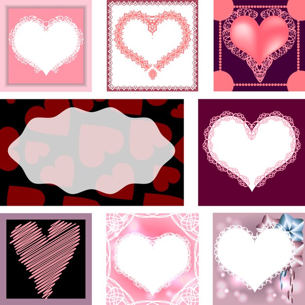Colección de tarjetas de corazó