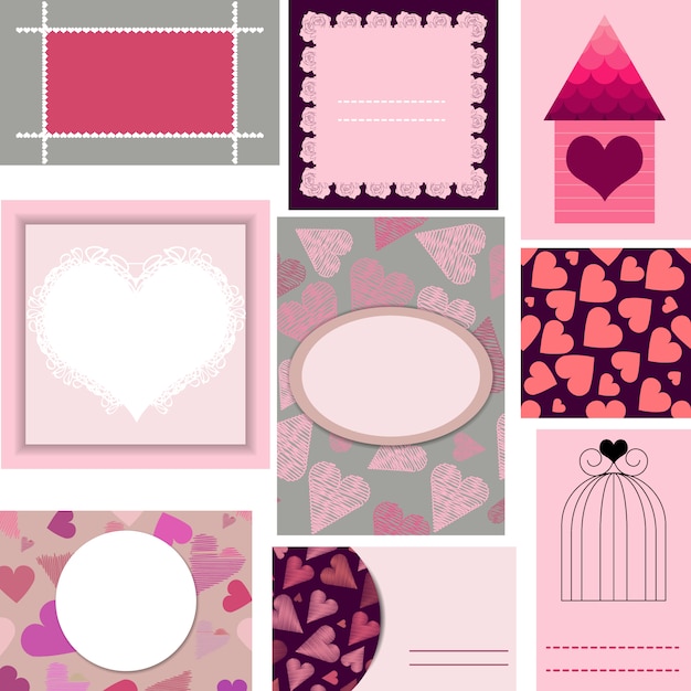 Vector gratuito colección de tarjetas de corazón