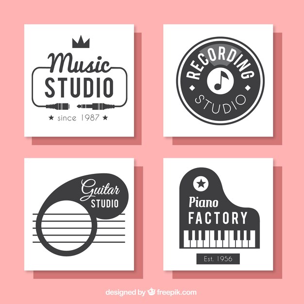 Colección de tarjetas cuadradas para un estudio de música